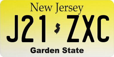 NJ license plate J21ZXC