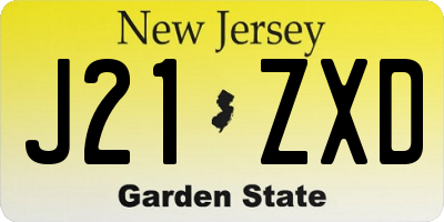 NJ license plate J21ZXD