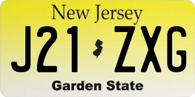 NJ license plate J21ZXG