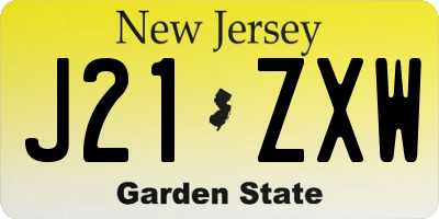 NJ license plate J21ZXW