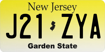NJ license plate J21ZYA