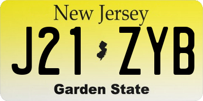 NJ license plate J21ZYB
