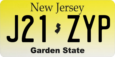 NJ license plate J21ZYP