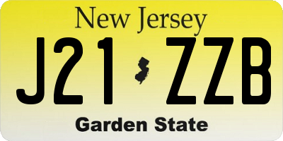 NJ license plate J21ZZB