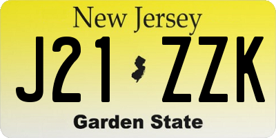 NJ license plate J21ZZK