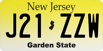 NJ license plate J21ZZW
