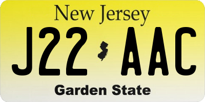 NJ license plate J22AAC