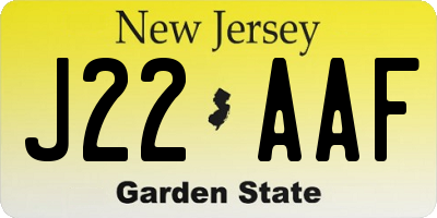 NJ license plate J22AAF