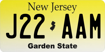 NJ license plate J22AAM