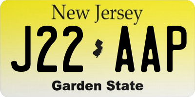 NJ license plate J22AAP