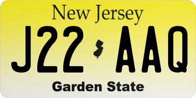 NJ license plate J22AAQ