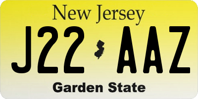 NJ license plate J22AAZ