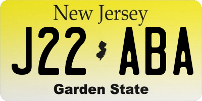 NJ license plate J22ABA