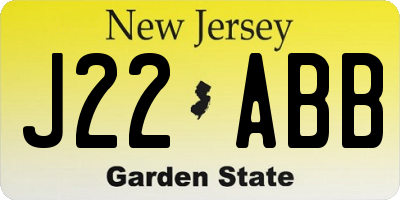 NJ license plate J22ABB