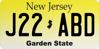 NJ license plate J22ABD
