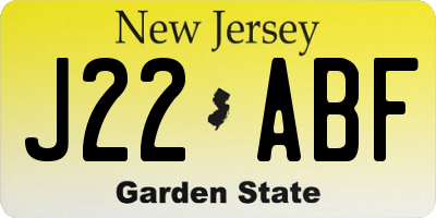 NJ license plate J22ABF