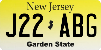NJ license plate J22ABG
