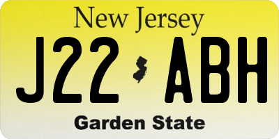 NJ license plate J22ABH