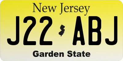 NJ license plate J22ABJ