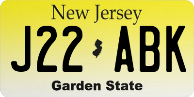 NJ license plate J22ABK