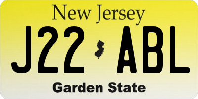 NJ license plate J22ABL