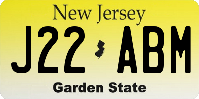NJ license plate J22ABM