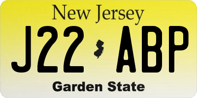 NJ license plate J22ABP