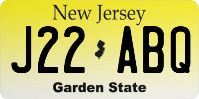 NJ license plate J22ABQ