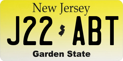NJ license plate J22ABT