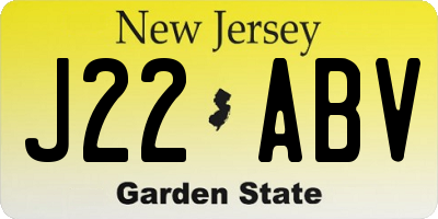 NJ license plate J22ABV