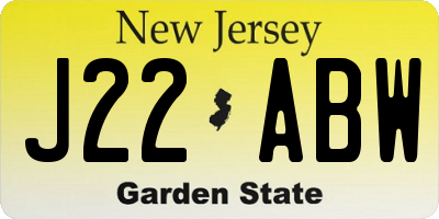 NJ license plate J22ABW
