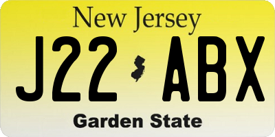 NJ license plate J22ABX