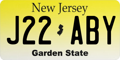 NJ license plate J22ABY