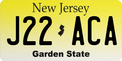 NJ license plate J22ACA