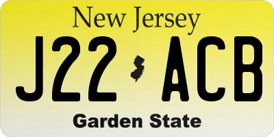 NJ license plate J22ACB