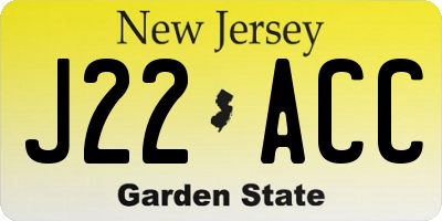 NJ license plate J22ACC