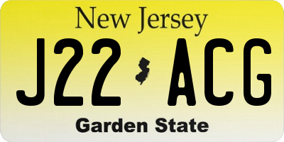 NJ license plate J22ACG
