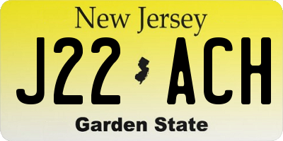 NJ license plate J22ACH