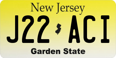 NJ license plate J22ACI