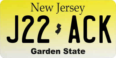NJ license plate J22ACK