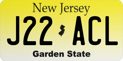 NJ license plate J22ACL