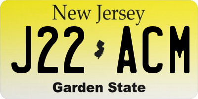 NJ license plate J22ACM