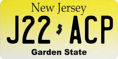 NJ license plate J22ACP