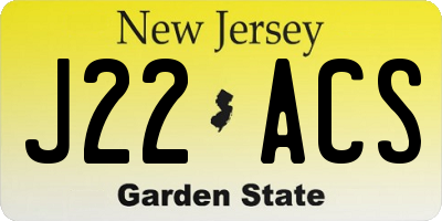 NJ license plate J22ACS