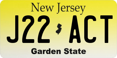 NJ license plate J22ACT