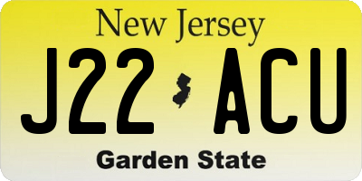 NJ license plate J22ACU