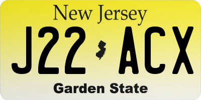 NJ license plate J22ACX