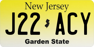 NJ license plate J22ACY