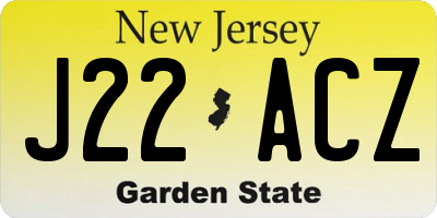 NJ license plate J22ACZ