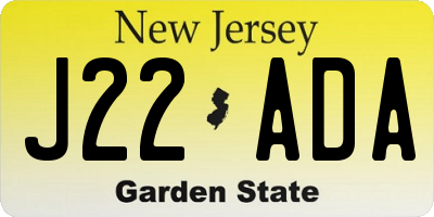 NJ license plate J22ADA